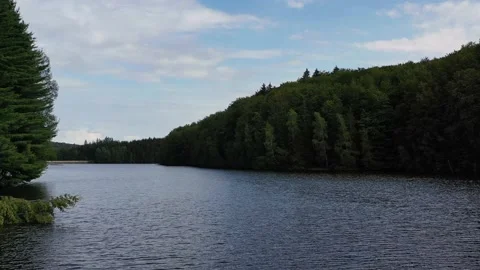 Drone 4k video of Trei Ape mountain lake in Semenic mountains Video stock 144998636