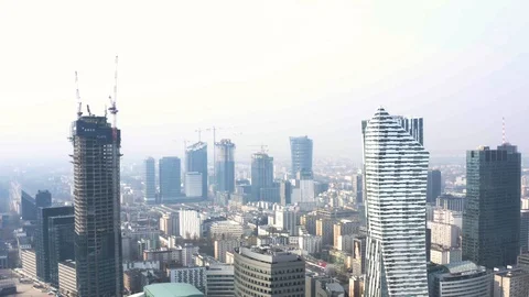 Drone 4k. View of city during Coronavirus. Warsaw in Poland Stock Footage 129039949