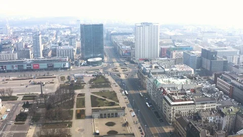 Drone 4k. View of city during Coronavirus. Warsaw in Poland Stock Footage 129040054