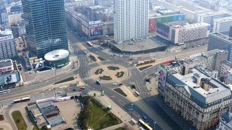 Drone 4k. View of city during Coronavirus. Warsaw in Poland Stock Footage 129040069