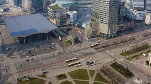 Drone 4k. View of city during Coronavirus. Warsaw in Poland Stock Footage 129040758