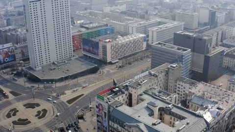 Drone 4k. View of city during Coronavirus. Warsaw in Poland Stock Footage 129040866