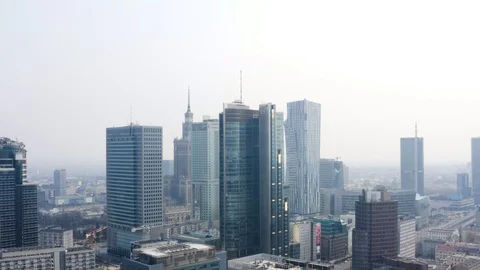 Drone 4k. View of city during Coronavirus. Warsaw in Poland Stock Footage 129041221
