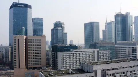 Drone 4k. View of city during Coronavirus. Warsaw in Poland Stock Footage 129041298