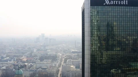Drone 4k. View of city during Coronavirus. Warsaw in Poland Stock Footage 129041372