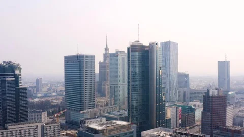 Drone 4k. View of city during Coronavirus. Warsaw in Poland Stock Footage 129041373