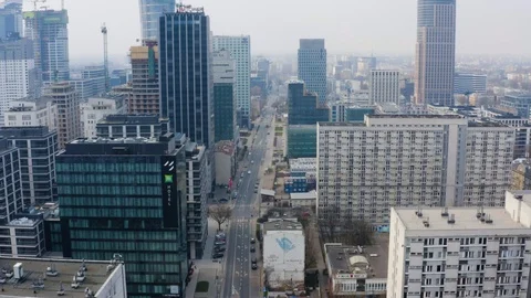 Drone 4k. View of city during Coronavirus. Warsaw in Poland Stock Footage 129041715
