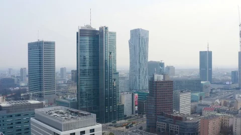 Drone 4k. View of city during Coronavirus. Warsaw in Poland Stock Footage 129041845