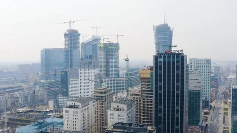Drone 4k. View of city during Coronavirus. Warsaw in Poland Stock Footage 129041857