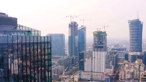 Drone 4k. View of city during Coronavirus. Warsaw in Poland Stock Footage 129042024