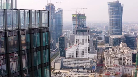 Drone 4k. View of city during Coronavirus. Warsaw in Poland Stock Footage 129042099