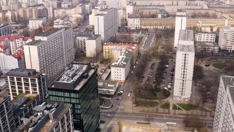Drone 4k. View of city during Coronavirus. Warsaw in Poland Stock Footage 129042105
