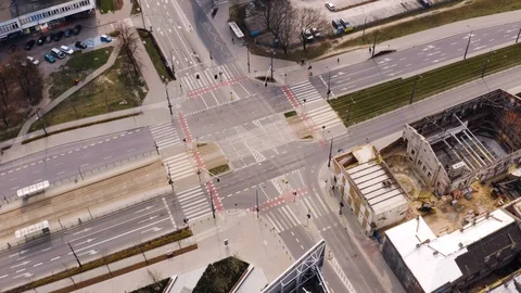 Drone 4k. View of city during Coronavirus. Warsaw in Poland Stock Footage 129042219