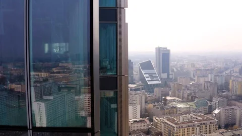 Drone 4k. View of city during Coronavirus. Warsaw in Poland Stock Footage 129042233