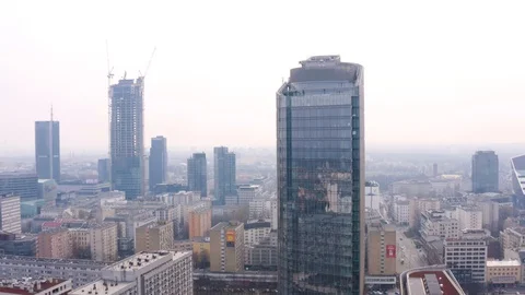 Drone 4k. View of city during Coronavirus. Warsaw in Poland Stock Footage 129042783