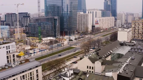 Drone 4k. View of city during Coronavirus. Warsaw in Poland Stock Footage 129042804