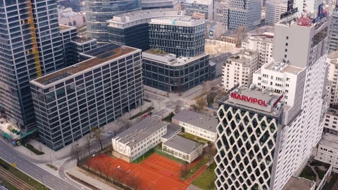 Drone 4k. View of city during Coronavirus. Warsaw in Poland Stock Footage 129042824