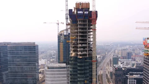 Drone 4k. View of city during Coronavirus. Warsaw in Poland Stock Footage 129043062