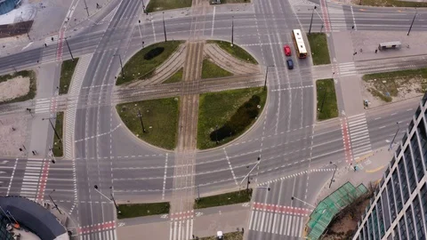 Drone 4k. View of city during Coronavirus. Warsaw in Poland Stock Footage 129043751