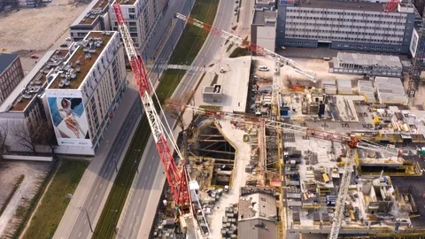 Drone 4k. View of city during Coronavirus. Warsaw in Poland Stock Footage 129044151