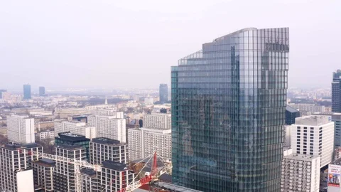 Drone 4k. View of city during Coronavirus. Warsaw in Poland Stock Footage 129044356