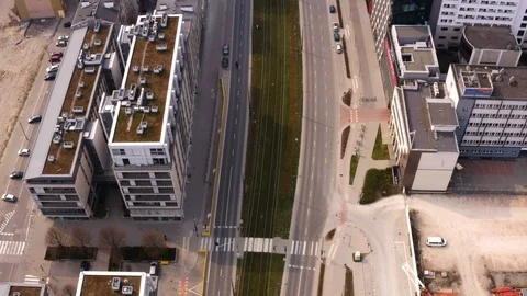 Drone 4k. View of city during Coronavirus. Warsaw in Poland Stock Footage 129044469