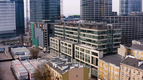 Drone 4k. View of city during Coronavirus. Warsaw in Poland Stock Footage 129044509