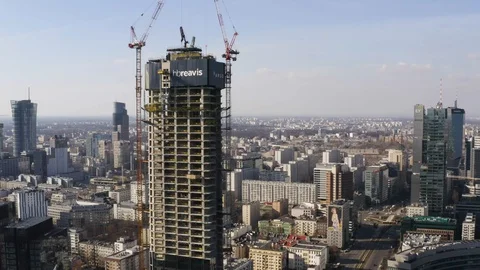 Drone 4k. View of city during Coronavirus. Warsaw in Poland Stock Footage 129149833