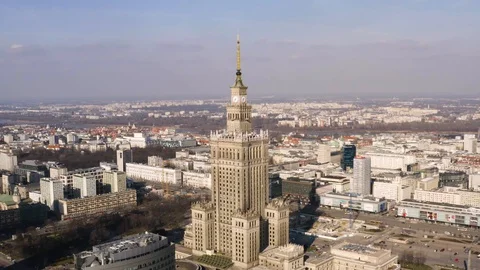 Drone 4k. View of city during Coronavirus. Warsaw in Poland Stock Footage 129149902