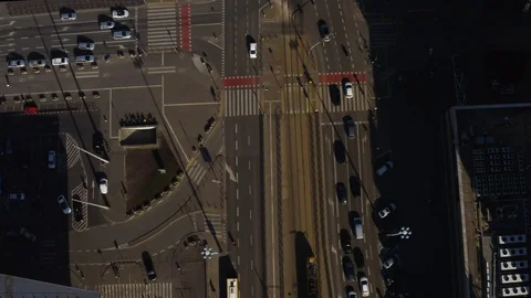 Drone 4k. View of city during Coronavirus. Warsaw in Poland Stock Footage 129150097