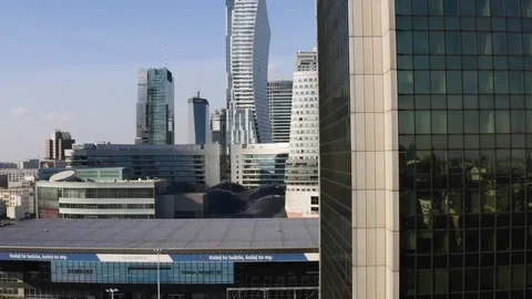 Drone 4k. View of city during Coronavirus. Warsaw in Poland Stock Footage 129150186