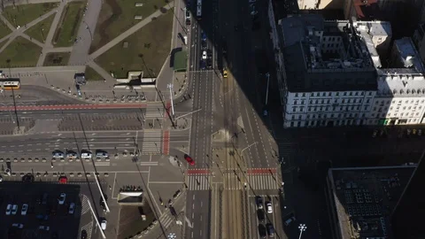 Drone 4k. View of city during Coronavirus. Warsaw in Poland Stock Footage 129150224
