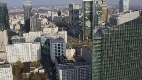 Drone 4k. View of city during Coronavirus. Warsaw in Poland Stock Footage 129150350
