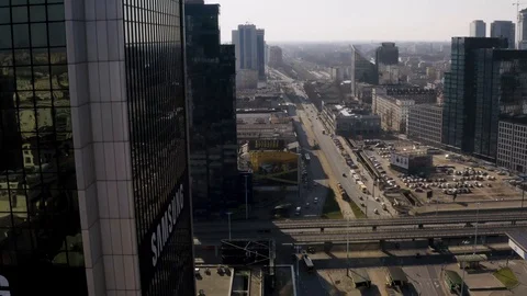 Drone 4k. View of city during Coronavirus. Warsaw in Poland Stock Footage 129150482