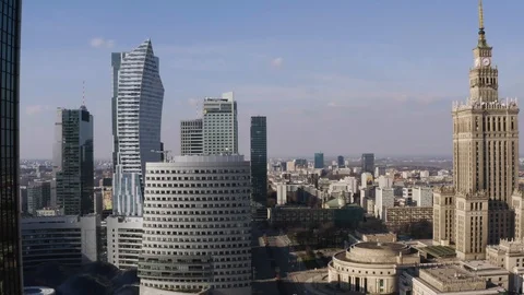 Drone 4k. View of city during Coronavirus. Warsaw in Poland Stock Footage 129150791