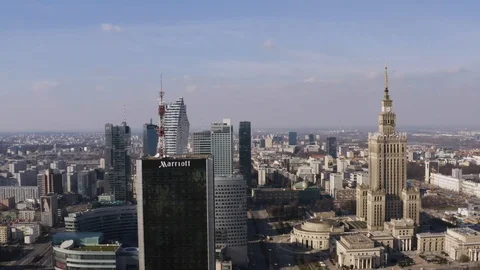 Drone 4k. View of city during Coronavirus. Warsaw in Poland Stock Footage 129150898
