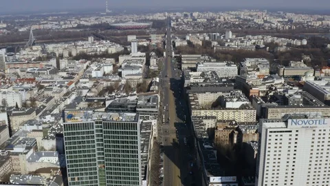 Drone 4k. View of city during Coronavirus. Warsaw in Poland Stock Footage 129150941