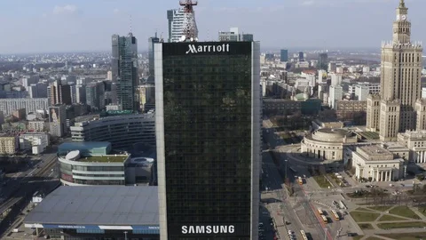 Drone 4k. View of city during Coronavirus. Warsaw in Poland Stock Footage 129151063