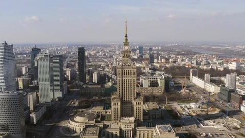 Drone 4k. View of city during Coronavirus. Warsaw in Poland Stock Footage 129151184