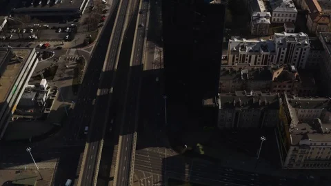 Drone 4k. View of city during Coronavirus. Warsaw in Poland Stock Footage 129151506