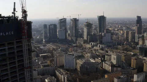 Drone 4k. View of city during Coronavirus. Warsaw in Poland Stock Footage 129151938