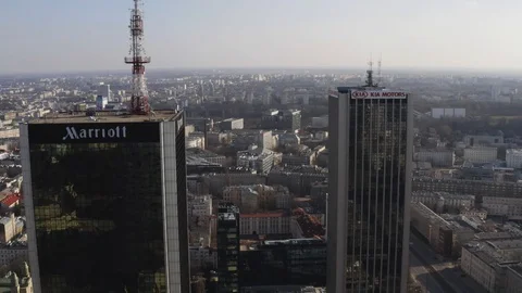Drone 4k. View of city during Coronavirus. Warsaw in Poland Stock Footage 129151961