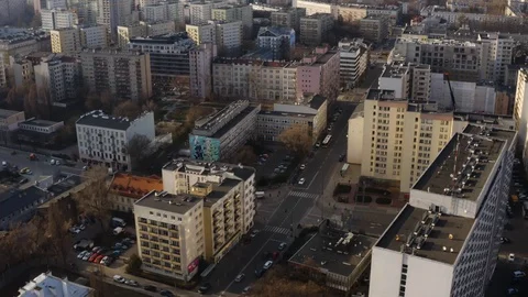 Drone 4k. View of city during Coronavirus. Warsaw in Poland Stock Footage 129152079