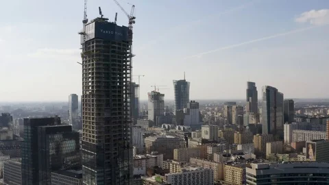 Drone 4k. View of city during Coronavirus. Warsaw in Poland Stock Footage 129152121