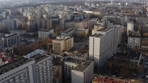 Drone 4k. View of city during Coronavirus. Warsaw in Poland Stock Footage 129152185