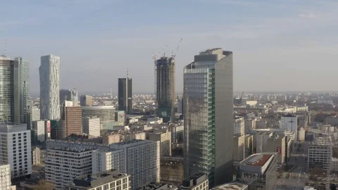 Drone 4k. View of city during Coronavirus. Warsaw in Poland Stock Footage 129152406