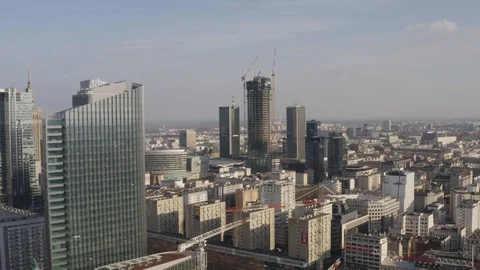 Drone 4k. View of city during Coronavirus. Warsaw in Poland Stock Footage 129152488