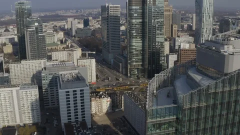 Drone 4k. View of city during Coronavirus. Warsaw in Poland Stock Footage 129152545