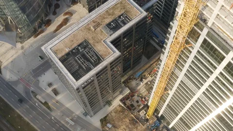 Drone 4k. View of city during Coronavirus. Warsaw in Poland Stock Footage 129152818