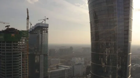 Drone 4k. View of city during Coronavirus. Warsaw in Poland Stock Footage 129152919